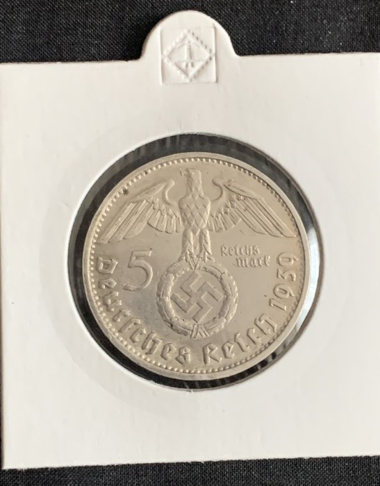 Moneda 5 reichsmark 1939 D argint