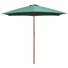 Umbrelă de soare cu stâlp de lemn 270 x 270 cm, verde