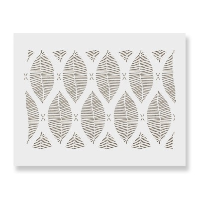 Sablon Perete vopsire, tencuiala 900x600x0.7mm Hand Drawn Leaves Refolosibil, model MXSP7097 foto