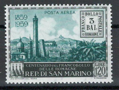 San Marino 1959 Mi 634 - 100 de ani de la primul timbru din Romagna foto