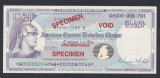 A4837 American Express Travellers Cheque 20 DOLLARS SPECIMEN