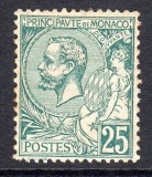 Monaco 1891 Albert I 25C Mi.16 green MLH AM.443, Nestampilat