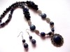 Set Bijuterii Handmade cu Lapis Lazuli, Colier și Cercei, Pietre Semiprețioase