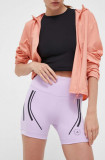 Adidas by Stella McCartney pantaloni scurți de alergare TruePace culoarea violet, cu imprimeu, high waist