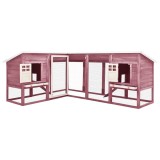 Cușcă Iepuri Exterior vidaXL, 250x192x105cm, Lemn Brad, Cafeniu/Alb, Tarc Spatios, Rezistent la Apa