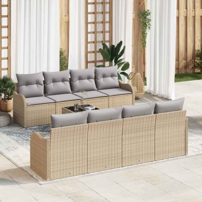vidaXL Set de canapele pentru grădină 9 pcs Bej 55 x 55 x 37 cm foto