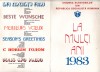 Bnk cp Felicitare Uniunea Scriitorilor din RSR 1983 - multiple semnaturi