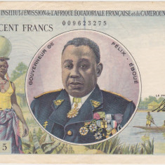 FRENCH EQUATORIAL AFRICA CAMEROUN CAMEROON CAMERUN 100 FRANCS ND(1957) aXF