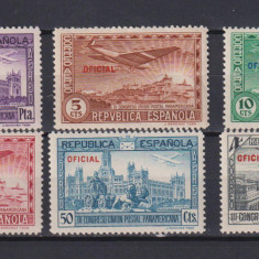 SPANIA 1931, MI. 30-35 TIMBRE OFICIALE DIENSTMARKEN MNH