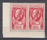 ROMANIA 1954 LP 366 CENTENARUL VICTOR BABES PERECHE SERII STARE MNH