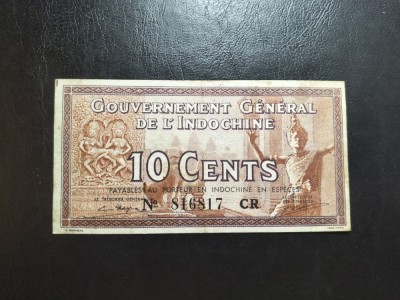 INDOCHINA 10 CENTI 1939 SUPERBĂ foto