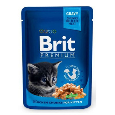 Pliculeț BRIT Premium Kitten Chicken Chunks 100 g foto