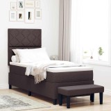 VidaXL Pat cu arcuri cu saltea Maro &icirc;nchis 80 x 200 cm țesătură 3344103