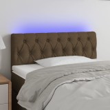 VidaXL Tăblie de pat cu LED, maro &icirc;nchis, 90x7x78/88 cm, textil