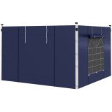 Outsunny Curtine Pavilion, Set de 2, pentru Pavilion de Grădină 3x6m sau 3x3m, cu Ferestre și Uși, Albastru | Aosom Romania