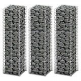 Set 3 gabioane din s&acirc;rmă galvanizată 25 x 25 x 100 cm, vidaXL