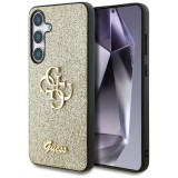 Husa Guess Glitter Script Big 4G Logo Samsung Galaxy S25 Plus cu sclipici, auriu, GUHCS25MHG4SGD