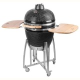 Gratar gradina, grill rotund, ceramic, cu roti, capac, rafturi, 130x73x122 cm, Kamado Egg 21 GartenVIP DiyLine