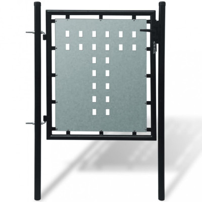 vidaXL Poartă de gard cu o ușă, negru, 100x125 cm foto