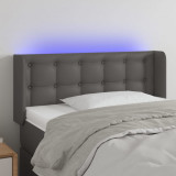 VidaXL Tăblie de pat cu LED, gri, 103x16x78/88 cm, piele ecologică