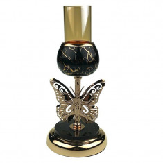 Candela din metal cu fluture si 1 pahar, 27 cm, 1665H