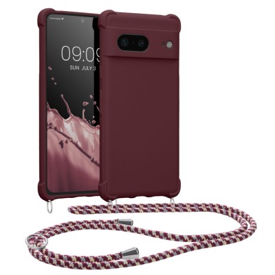 Bumper kwmobile pentru Google Pixel 7, Silicon, Visiniu, 59966.187 foto