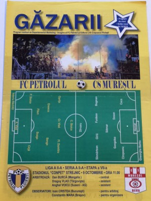 Program meci fotbal PETROLUL PLOIESTI - CS MURESUL DEVA (09.10.2010) foto