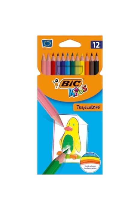 Creioane colorate Tropicolors, diverse culori, pachet de 12 bucăți