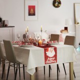 Cumpara ieftin Traversa decorativa de masa &ndash; model Mos si inscriptie &bdquo;Merry Christmas&rdquo; &ndash; 183 x 33 cm &ndash; rosu/negru &ndash; poliester Best CarHome