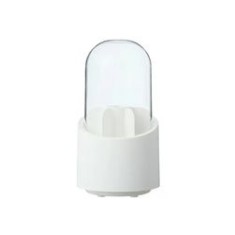 Organizator rotativ pentru pensule de machiaj, plastic, alb/transparent, 10.5x25x10 cm