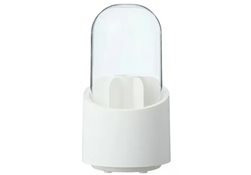 Organizator rotativ pentru pensule de machiaj, plastic, alb/transparent, 10.5x25x10 cm foto