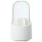 Organizator rotativ pentru pensule de machiaj, plastic, alb/transparent, 10.5x25x10 cm