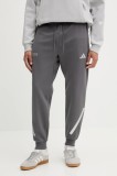 adidas pantaloni de trening x Mercedes culoarea gri, cu imprimeu, JW3478