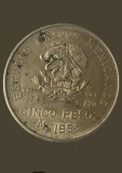 Mexico Cinco Pesos Hidalgo 1953 Argint