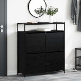 vidaXL Cabinet pentru pantofi cu 4 sertare flip Black Oak 100x34x112 cm