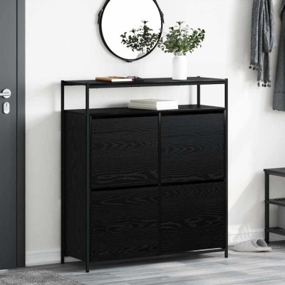 vidaXL Dulap pentru Pantofi cu ușă Stejar negru 100 x 34 x 112 cm foto