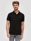 Tricou polo barbati, din bumbac cu croiala Regular Fit, logo, Negru, S