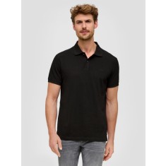 Tricou polo barbati, din bumbac cu croiala Regular Fit, logo, Negru, S
