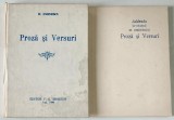 PROZA SI VERSURI de M. EMINESCU 1890 , EDITIE ANASTATICA , RETIPARITA 1990 , SI ADDENDA LA VOLUM , APARUTE 1990 , 2 CARTI