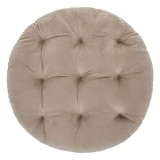 Perna Scaun Rotunda Catifea Bej 40cm, Poliester,  Decorativa cu Sireturi