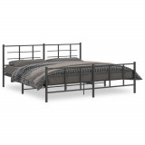 Cadru pat metalic cu tablii de cap/picioare, negru, 200x200 cm GartenMobel Dekor, vidaXL