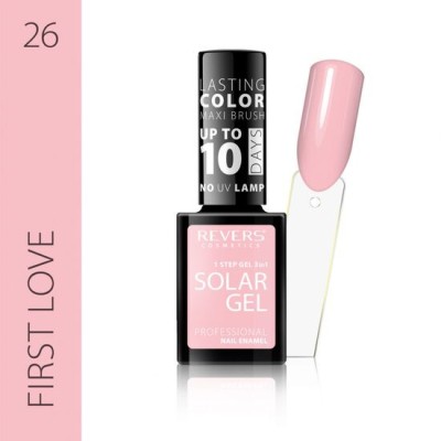 Lac de unghii Solar Gel, Revers, 12 ml, roz, nr 26, first love foto