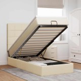 vidaXL Cadru de pat otoman cu saltea crem 100x200cm stofa 3313987