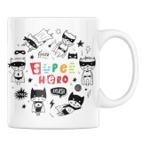 Cana alba personalizata "Cu mesajul pentru baieti, super hero", INOVATIX&reg;. 330ml