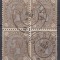 1890/91 LP 47 f CAROL I CIFRA IN 4 COLTURI FARA FILIGRAN BLOC 4 STAMPILA CRAIOVA