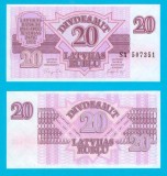 Letonia (Latvia) (p#39) 20 Ruble 1992 UNC &#039;A 2-a emisie&#039; serie: SA 5073xx