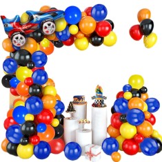 Set arcada baloane decorative Blaze Monster din 96 piese, aranjament petreceri, calitate latex Extra, Multicolor