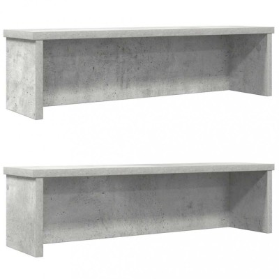 vidaXL Rafturi de bucătărie stivuibile 2 buc Beton Gri 60x15x16 cm foto