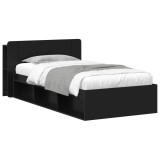 vidaXL Cadru de pat cu depozitare Negru 100 x 200 cm Lemn prelucrat 3433336