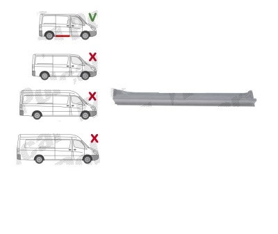 Prag Volkswagen Crafter (2e), 12.2005-04.2017; Mercedes Sprinter 209-524, 07.2006-06.2018, model: spatiu incarcare L=2600mm, ampatament 3250 mm, mont foto